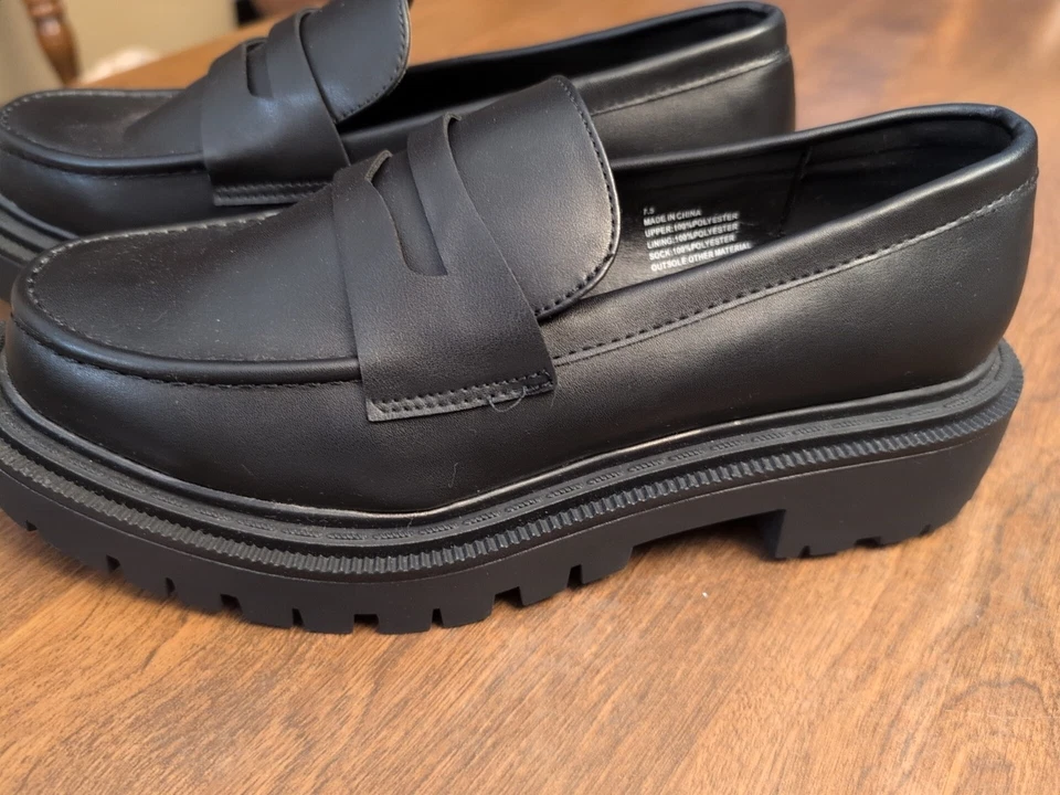 НОВЫЕ лоферы American Eagle Chunky Lug 7,5 ретро лоферы пенни черные  - Изображение 2 из 4