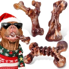 Dog Toy for Aggressive Chewers, 3 Pack Bacon Flavored Indestructible Toy (Brown)