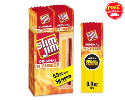 Slim Jim Beef 'N Cheese Smoked Meat Sticks, Original Flavor, 5g Protein Per Serv