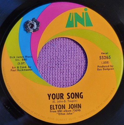 Elton John ''Your Song / Take Me To The Pilot'' VG+