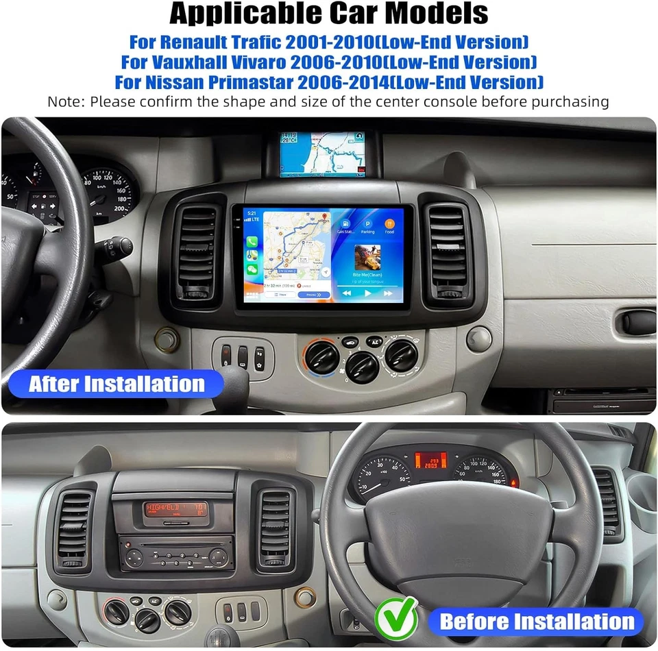 DAB+ 64GB Carplay Autoradio Für Renault Trafic MK2 OPEL Vivaro A  GPS Android 14 - Bild 2 von 4