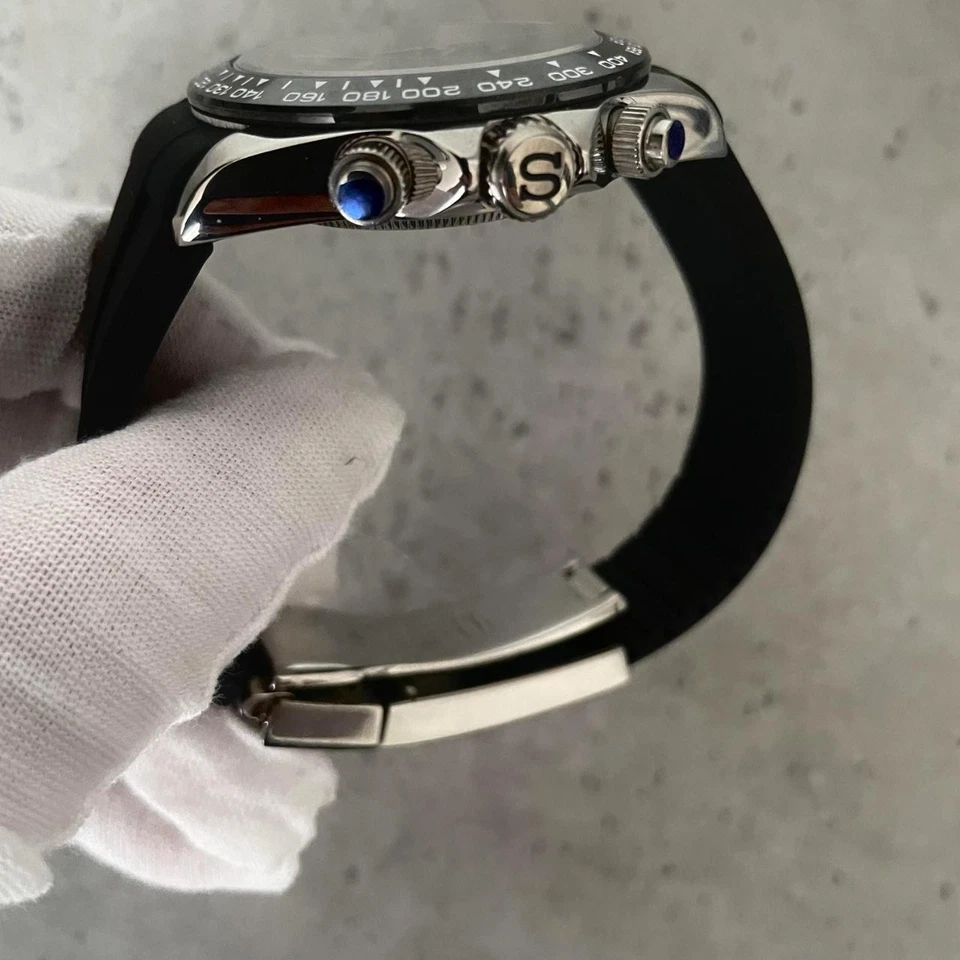 SEIKTONA Black  Steel Chronograph– VK63 MechaQuartz | Sapphire | 40mm - Bild 3 von 3