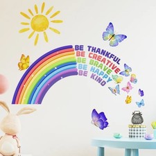 Cartoon Rainbow English Butterfly Wall Sticker Kid Room