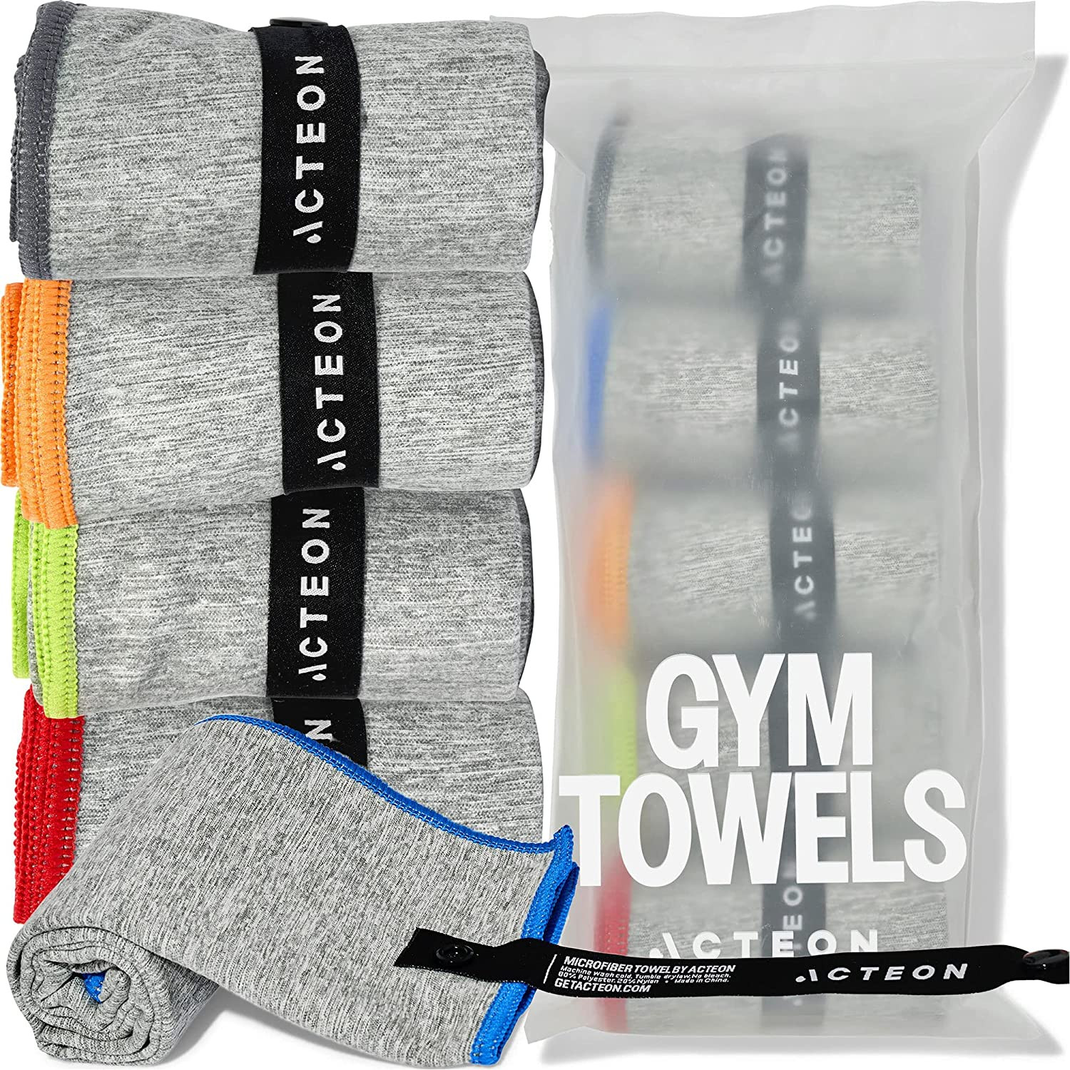 Microfiber Quick Dry Gym Towel, Silver ION Odor-Free Absorbent Fiber, Fast Dryin