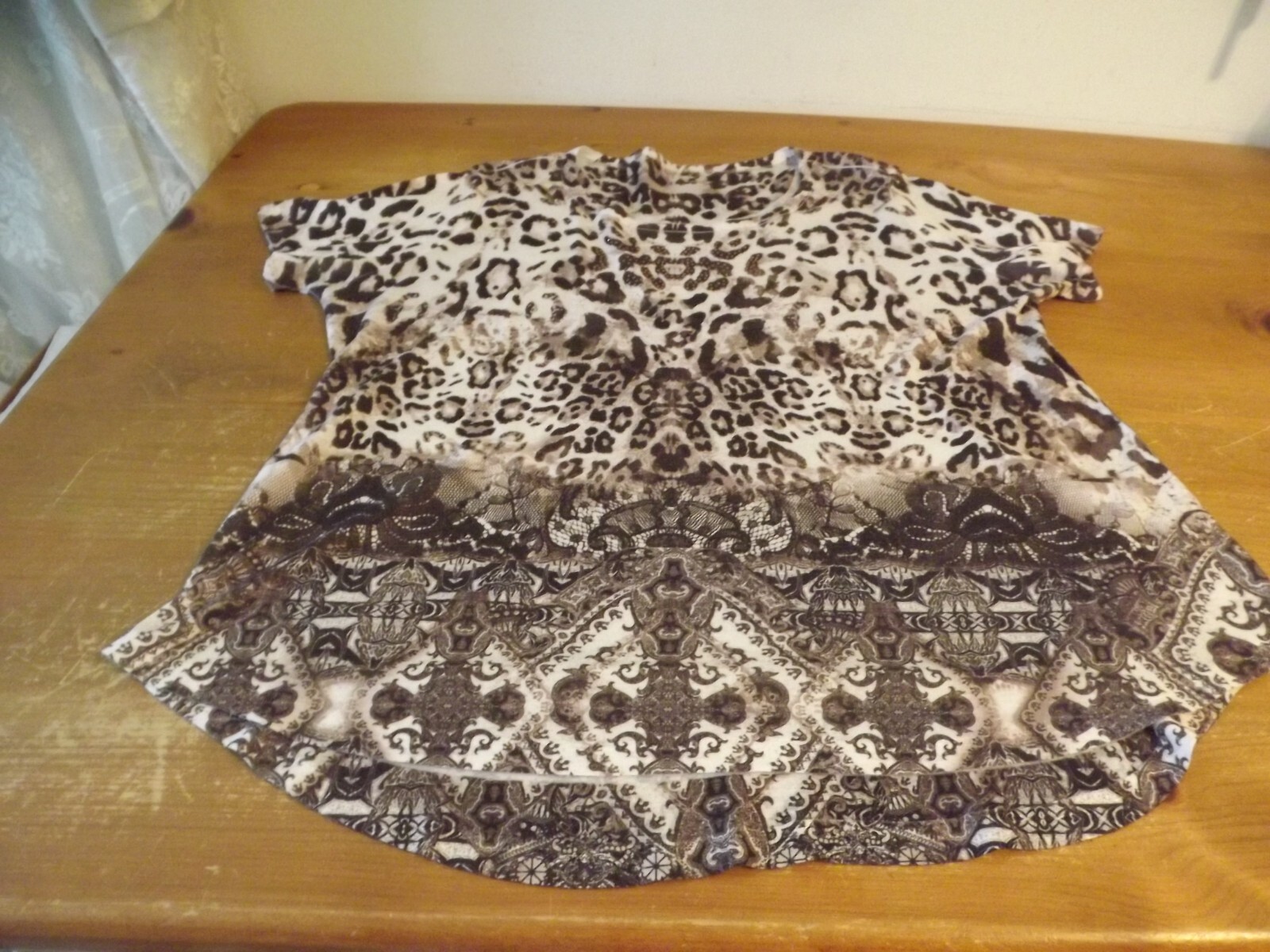 Plus Size Brown & White Animal Print Top by STYLE & CO Size OX
