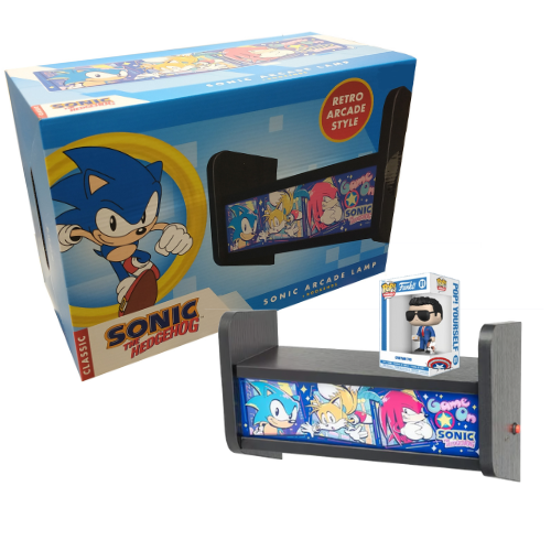 LAMPADA ARCADE MENSOLA LUMINOSA SONIC EDGEHOG  USB - CABINATO STYLE IN MDF  NEW