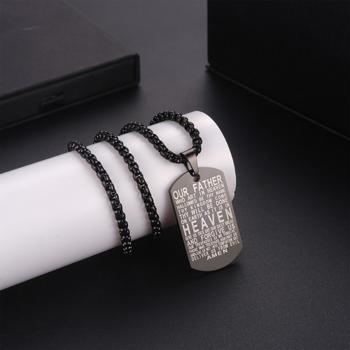 Bible Verse Stainless Steel American Flag Pendant Cross Necklace Religious 22" - Picture 15 of 16