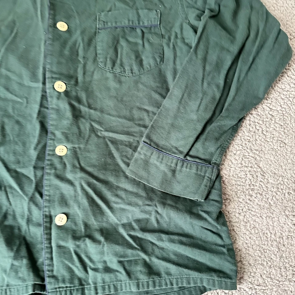 Vintage Lands End Shirt Adult Large Green Mens Cotton Pajama Made in USA 90s - Image 2 of 4