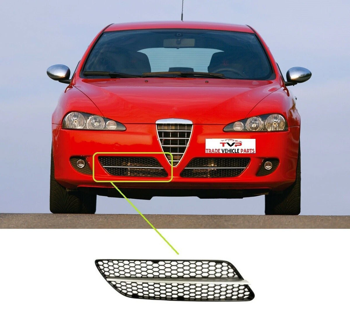 Alfa Romeo 147 2007 2010 Front Bumper Grille With Silver Moulding