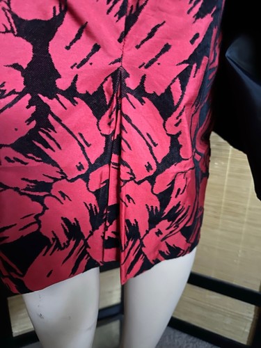 Vtg Designer Ewaldo Bock Red Velvet Flocked Satin Peplum Cocktail Dress Sz 12 - Picture 9 of 12