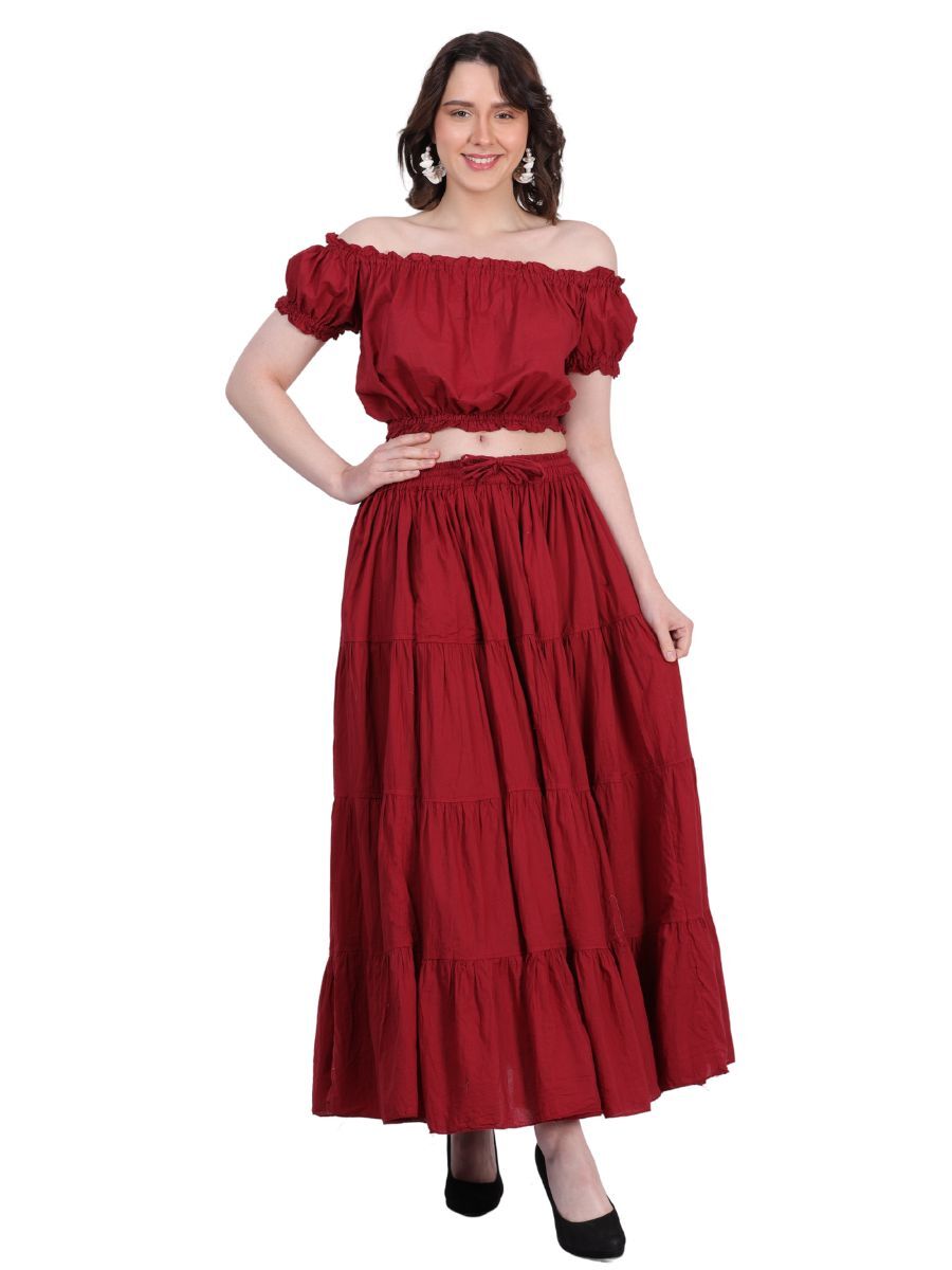 Deep Pink Satin 6 - 12 - 25 Yard Tiered Gypsy Skirt Belly Dance