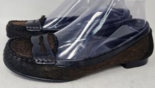 Rare Cole Haan Women's Calf Hair Black Brown Slip On Penny Loafers Size 6 EUC