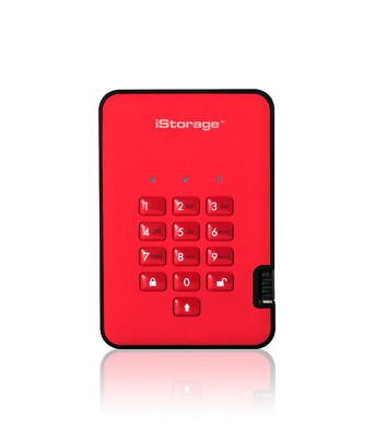 iStorage DiskAshur2 256GB Rot | Passwortgeschützte, sichere verschlüsselte SSD.