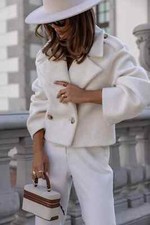 Cappotto Donna Capottino Giacca Corto Bianco Con Bottoni Elegante 26459