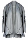 Ladies CARDIGAN Long Sleeve Buttonless Open Cape JAYLEY Grey WOOL Blend Knit OS