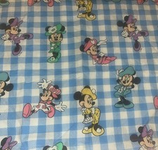 VTG Minnie Mouse Disney Blue Gingham Pillow Slip Case Sham Euro Standard Bedding