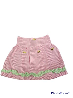 Lil Cactus Girl 6 Pink Striped Seersucker Embroidered Turtle Skirt 0472