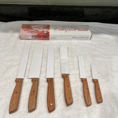 1987 Wm Rogers 6 Piece Chef's Set Oneida Cutlery Knife Knives NEW Original Box 