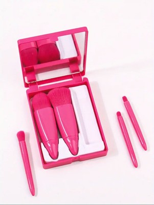 5-teiliges Make-up Pinsel Set mit Spiegeletui/Kompakt/Reiseset/Ideal für Handtasche