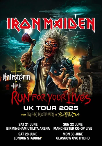 Iron Maiden Poster Concert Run For Your Lives UK TOUR 2025 Poster All Dates