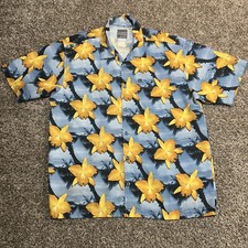 Vintage Quicksilver Hawaiian Shirt Mens Large Floral Print All Over Y2K Beach