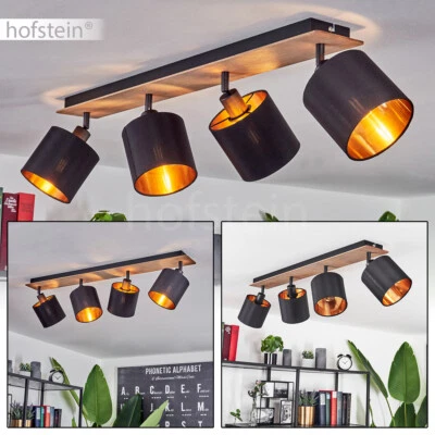 Flur Wohn Schlaf Zimmer Lampen Verstellbar Decken Leuchte Holz/Stoff 4-flammig - Bild 1 von 4