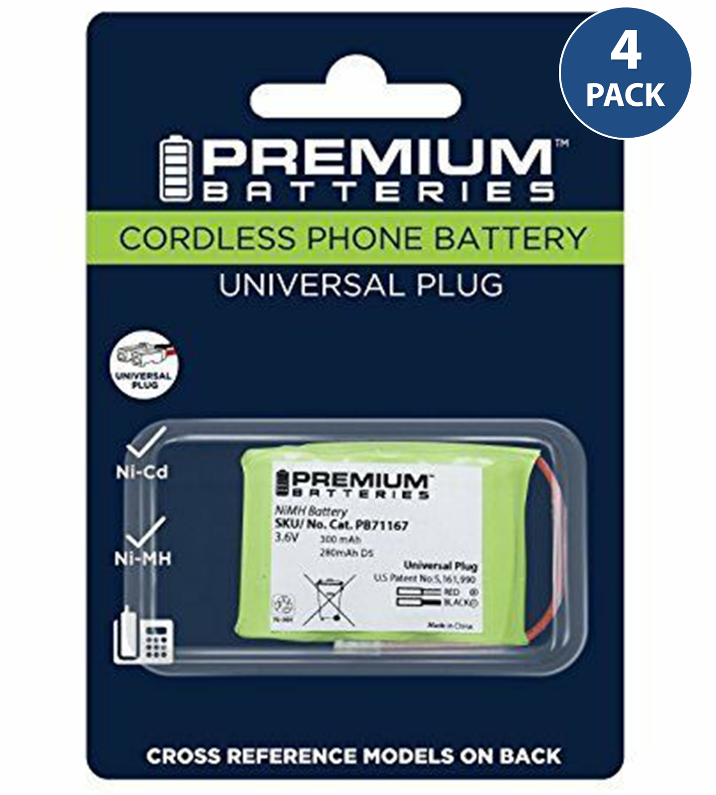 Premium Batteries BT-17333 Universal Cordless Phone Battery for 2/3 AA3 (4 Pack)-image