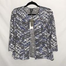 NWT Chico's Travelers Collection Watercolor Applique Jacket Sz 1 Medium 149 Tex