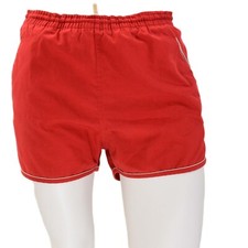 80s Vtg Mens Red  White Trim Swim Trunks Surf Short Shorts Size L Minimalist