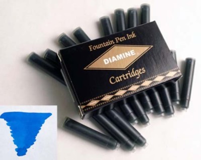 Diamine Mediterranean Blue Fountain Pen Cartridges - Pack Of 18 International Standard Size