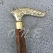 Vintage Style Solid Brass Head Handle Wooden Walking Stick Victorian Cane Wands