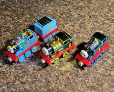 Thomas And Friends Lot Of 4 Pieces, Painted Thomas Coal car, And 2 Chrome Engine
