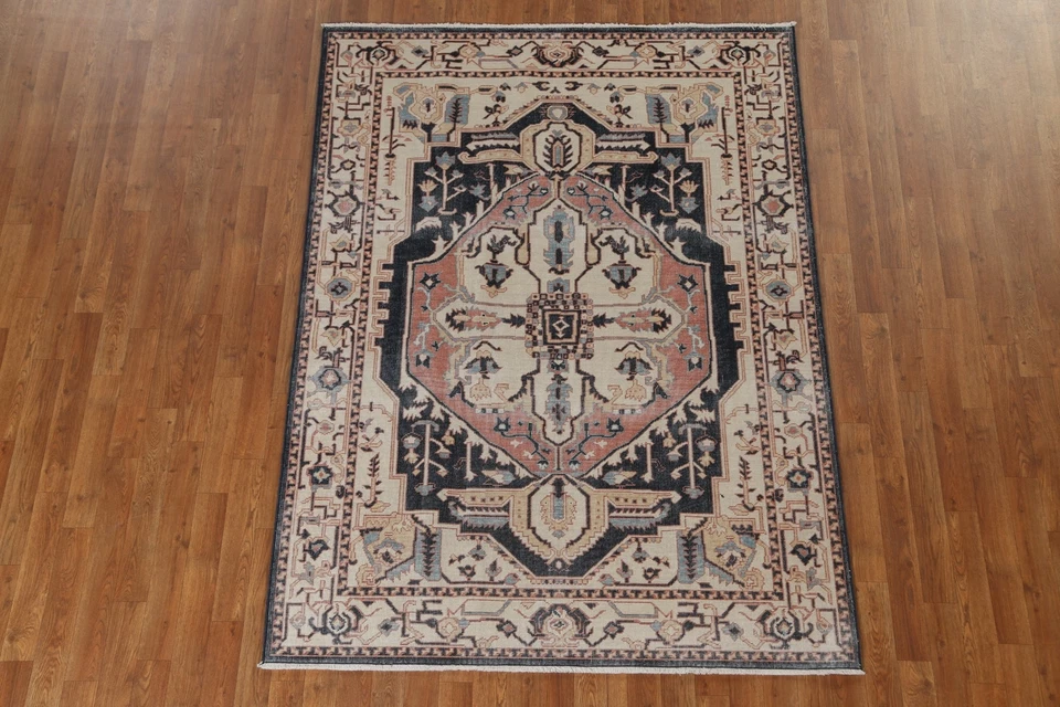 Antique Look Heriz Serapi Turkish 5'x7' Area Rug Hand-knotted Traditional Carpet - Image 2 of 4