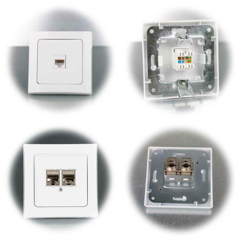 Delphi Netzwerkdose RJ45 Unterputz - Für LAN, ISDN, Cat.5/6/7 In Weiß
