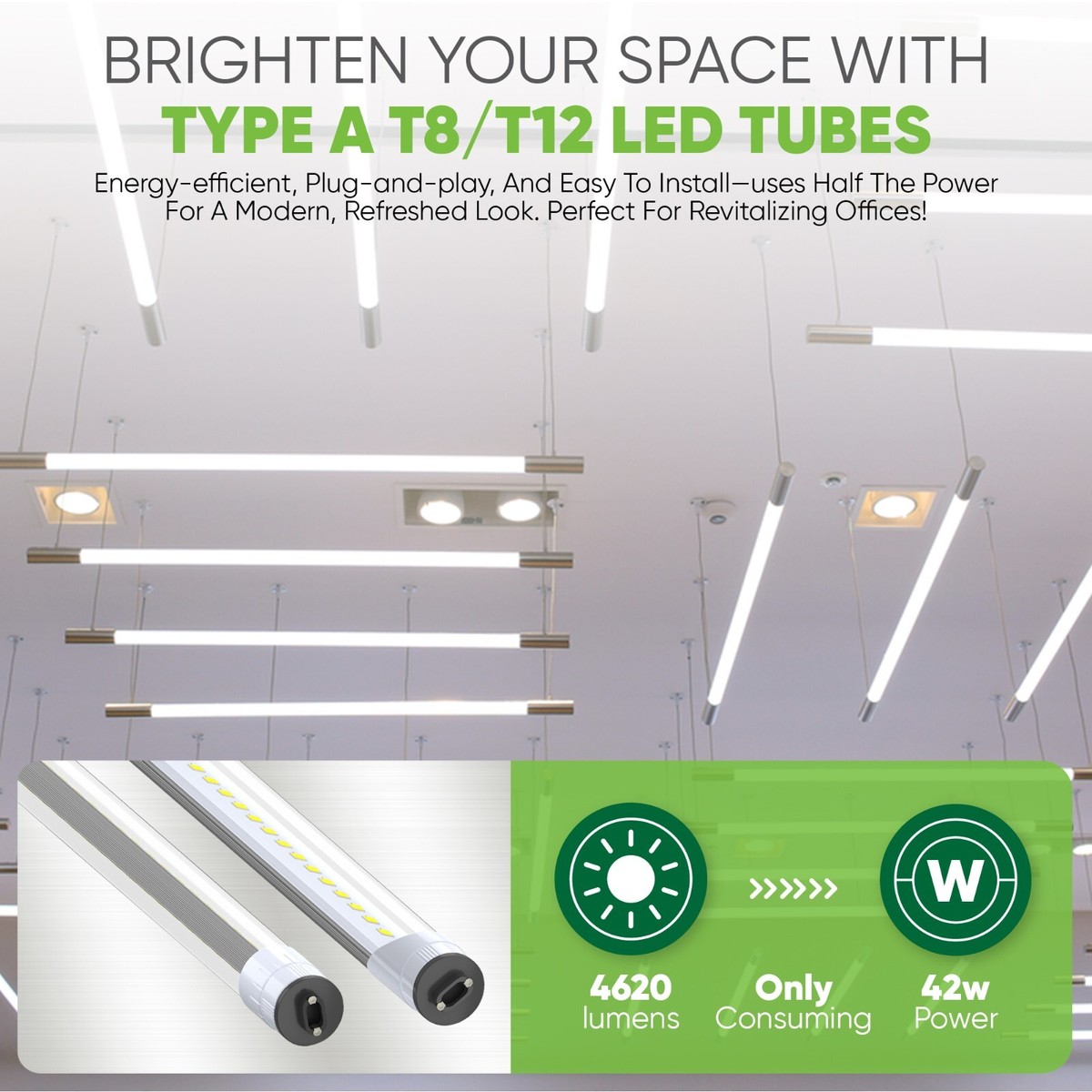 6 ft. R17D T12/HO LED Type A Plug & Play Replacement for 85W