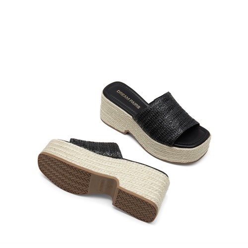 Women Slides Sandals Platform Open Toe Espadrilles Wedges Summer Beach Sandals - Picture 8 of 30