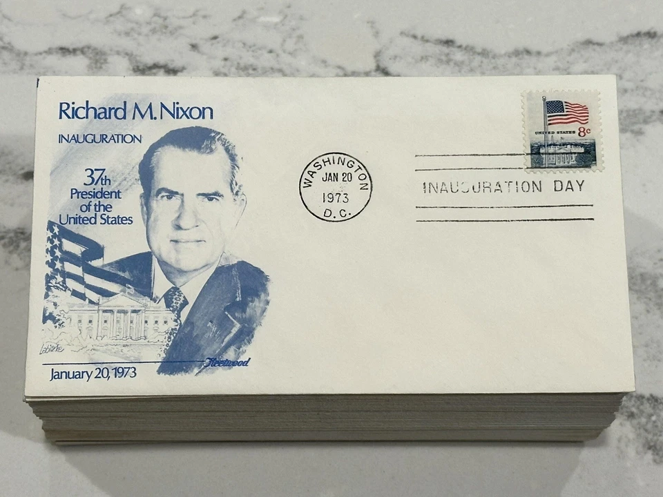 LOTE 99 cubiertas de día de inauguración Nixon sin dirección, numeradas Fleetwood Cachet 1973  Foto 2 de 4