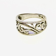 Sterling Silver Scrollwork Ring, US size 6 3/4 Openwork Swirl 925 Ring