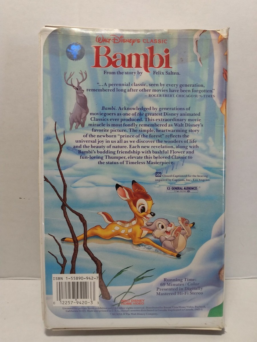 Bambi Black Diamond Classic Walt Disney's 1989 VHS Video