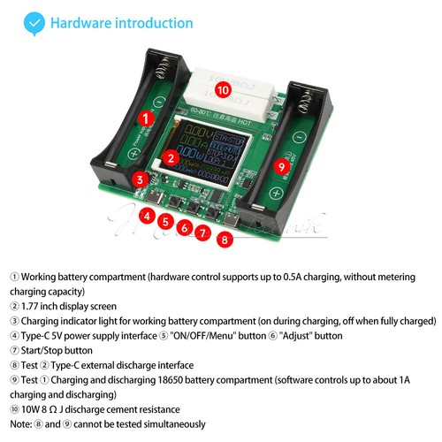 18650 Battery Capacity Tester internal Resistance Detector Charging Discharging - Bild 12 von 21