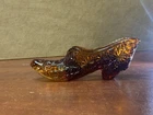 Collectible Amber Glass Miniature Shoes Fenton Art Glass