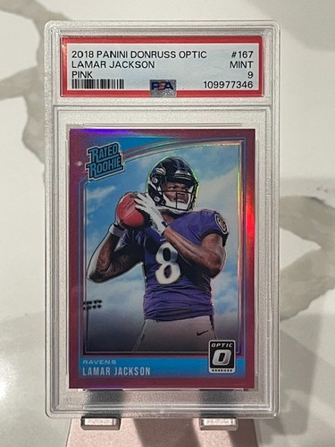 2018 Panini Donruss Optic - Lamar Jackson RC Pink Prizm #167 - PSA 9!
