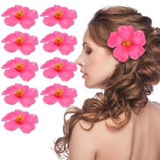 Artificial Hibiscus Flowers 10 PCS, Faux Hawaiian Party Decor Floral Luau