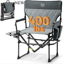 Timber Ridge Aluminum Camping Directors Chair with Side Table Pocket, Grey