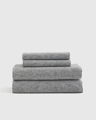 Quince European Linen Sheet Set Full Size Charcoal Chambray