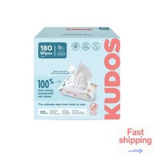 Kudos Skin-Loving Baby Wipes - 99 Water, Plastic-Free  Unscented - 180ct/3pk