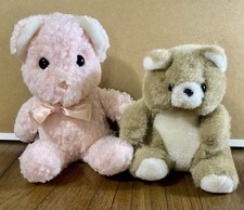 2 Vintage Wind Up Musical Teddy Bear Plush, Both Play Lullabies