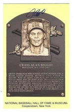 Signed CRAIG BIGGIO Hall of Fame Gold Plaque Post Card Beckett Hologram