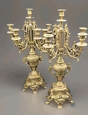 Brevettato Brass Candelabras Candle Holders LOUIS XIV style, 24", made in  Italy