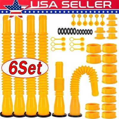6x Gas Can Spout Kit Nozzle Vent Replacement For Plastic Gas Cans Old Style Cap